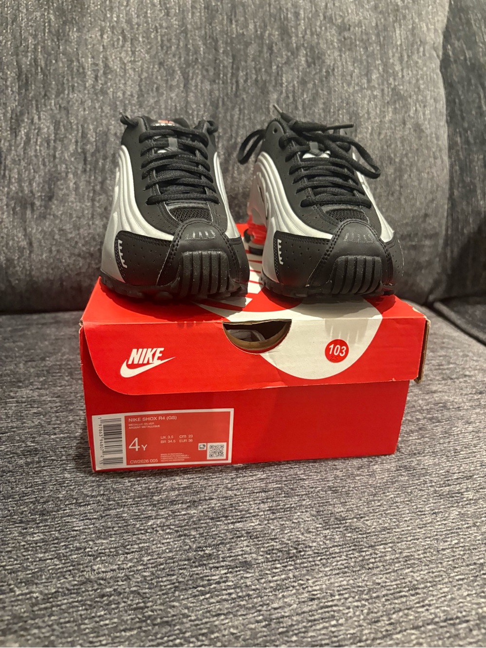 Nike big kids size 4youth Black and Grey Athletic Sneakers
